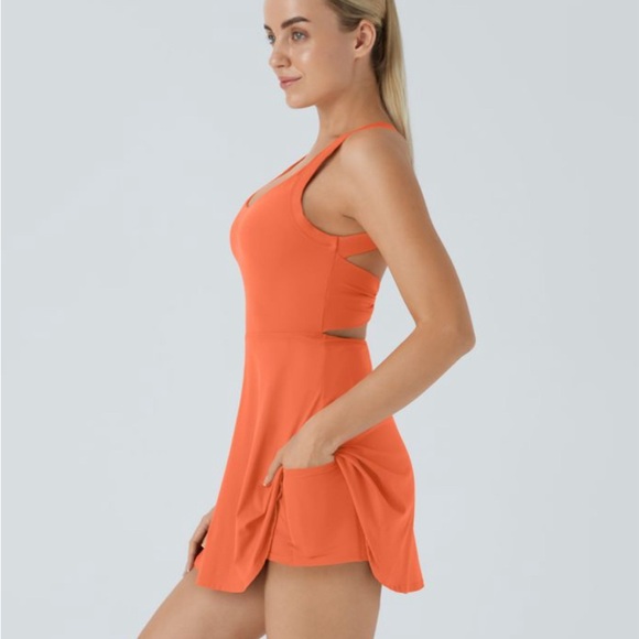 Halara Backless Twisted Active Dress Dusty Orange Sz Xs - Picture 3 of 11